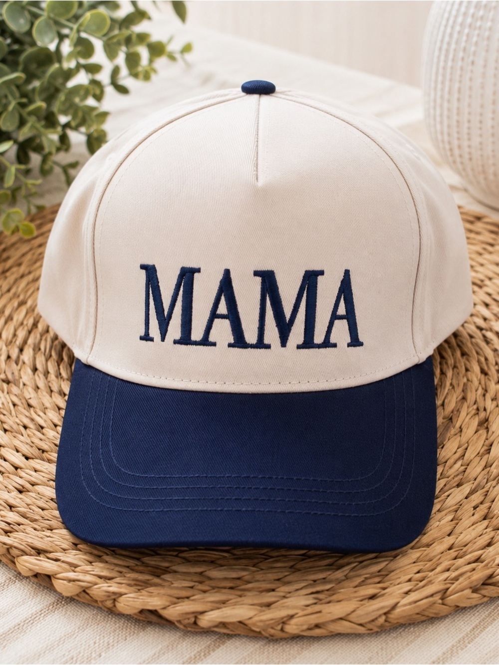 New Zenana MAMA Two Toned Canvas Trucker Hat Women’s Navy Cream